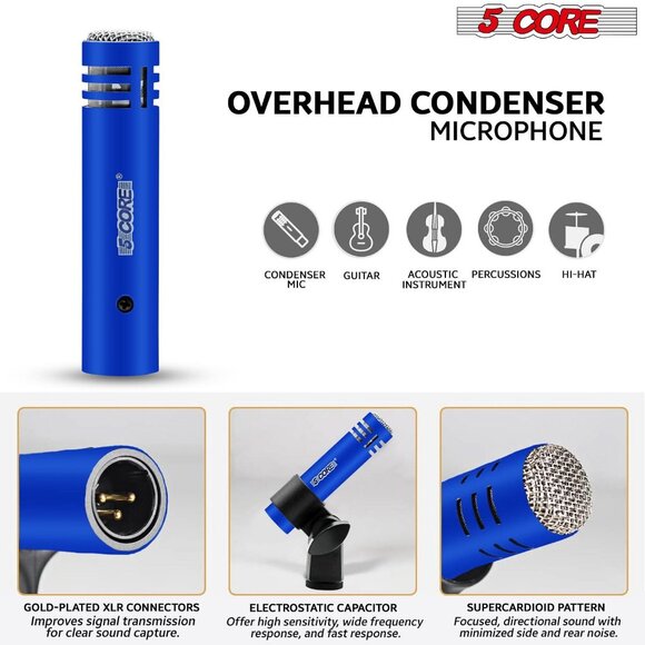 5Core Drum Mic Kit 7Pcs Kick Tom Snare Dynamic Microphone Instrument Mics Set - Picture 7 of 10